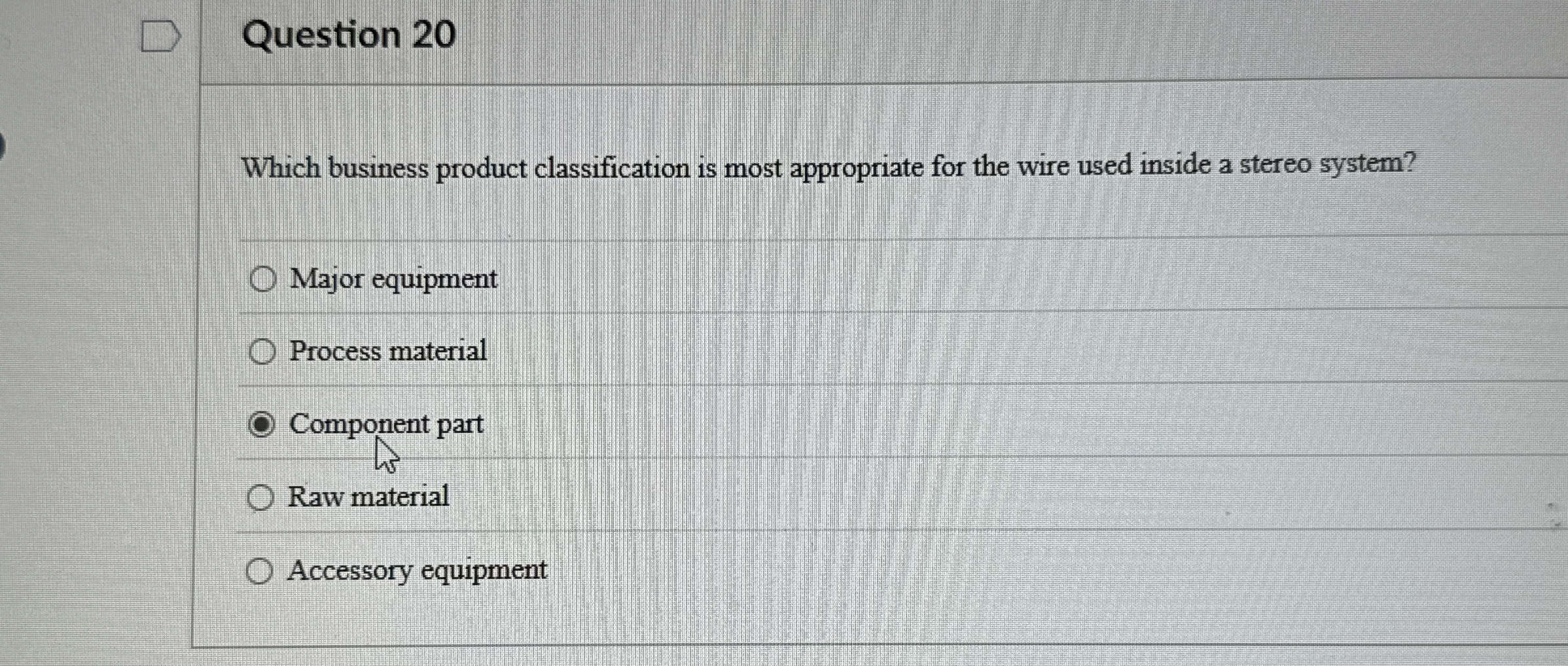 Question 2 0 Which business product