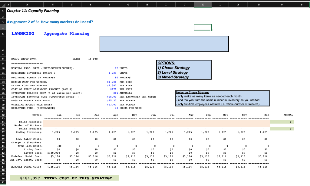 A B I K L M 0 1 Chapter 11: Capacity Planning