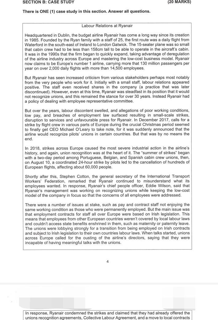 Human Resource Management SECTION B: CASE STUDY