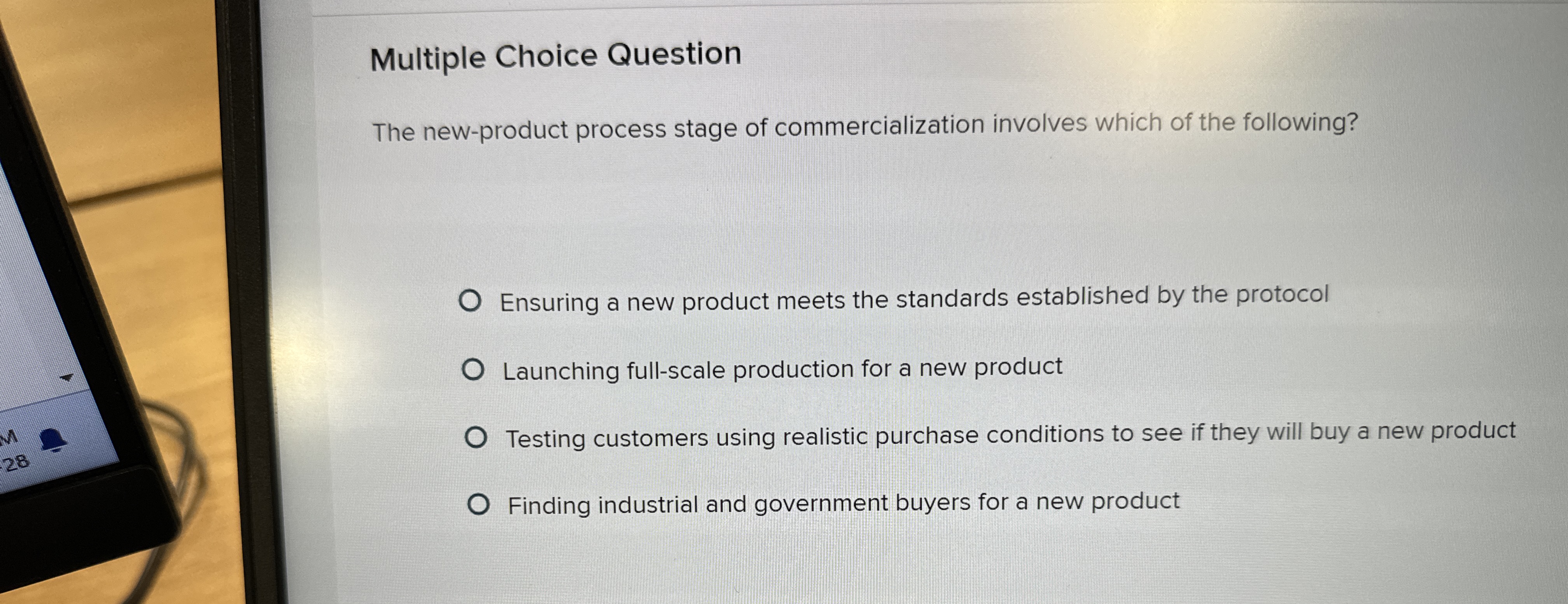 Multiple Choice Question The new - product