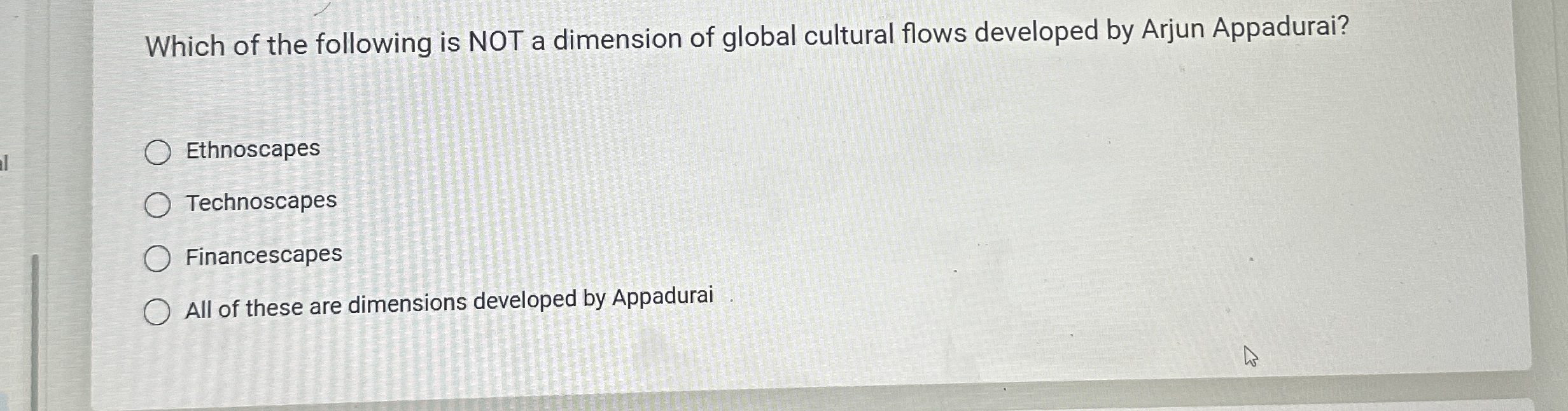 Which of the following is NOT a dimension of