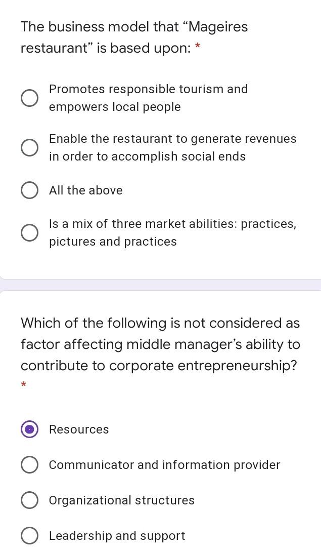 The business model that Mageires restaurant is