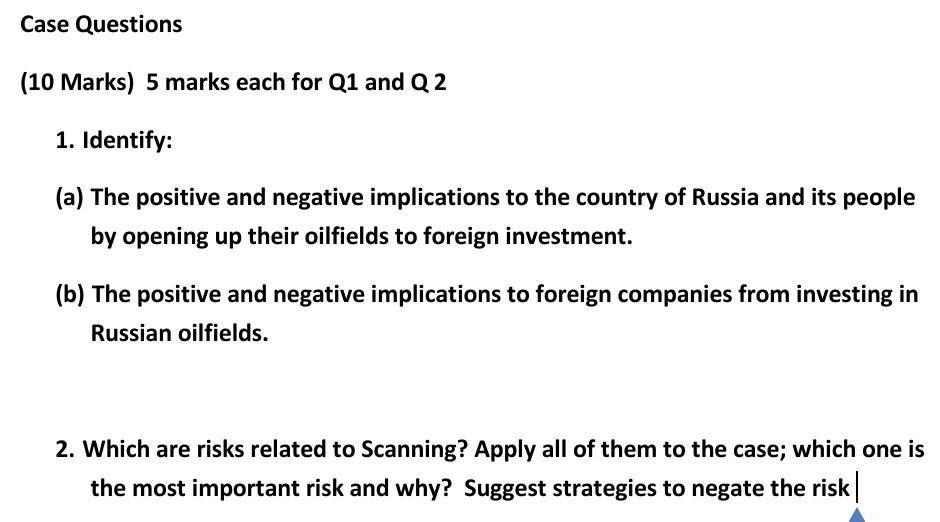Case Study: FDI in RUSSIA (a) Read the following
