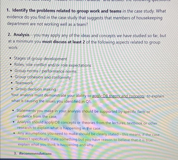 Written Assignment # 3 Groups and Teams Return to