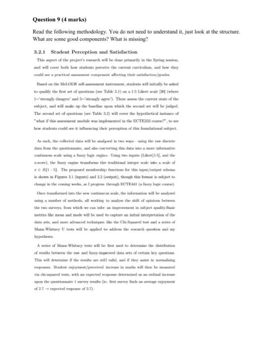 Question 9 (4 marks) Read the following