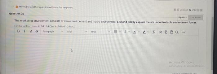 Moving to another question will save this