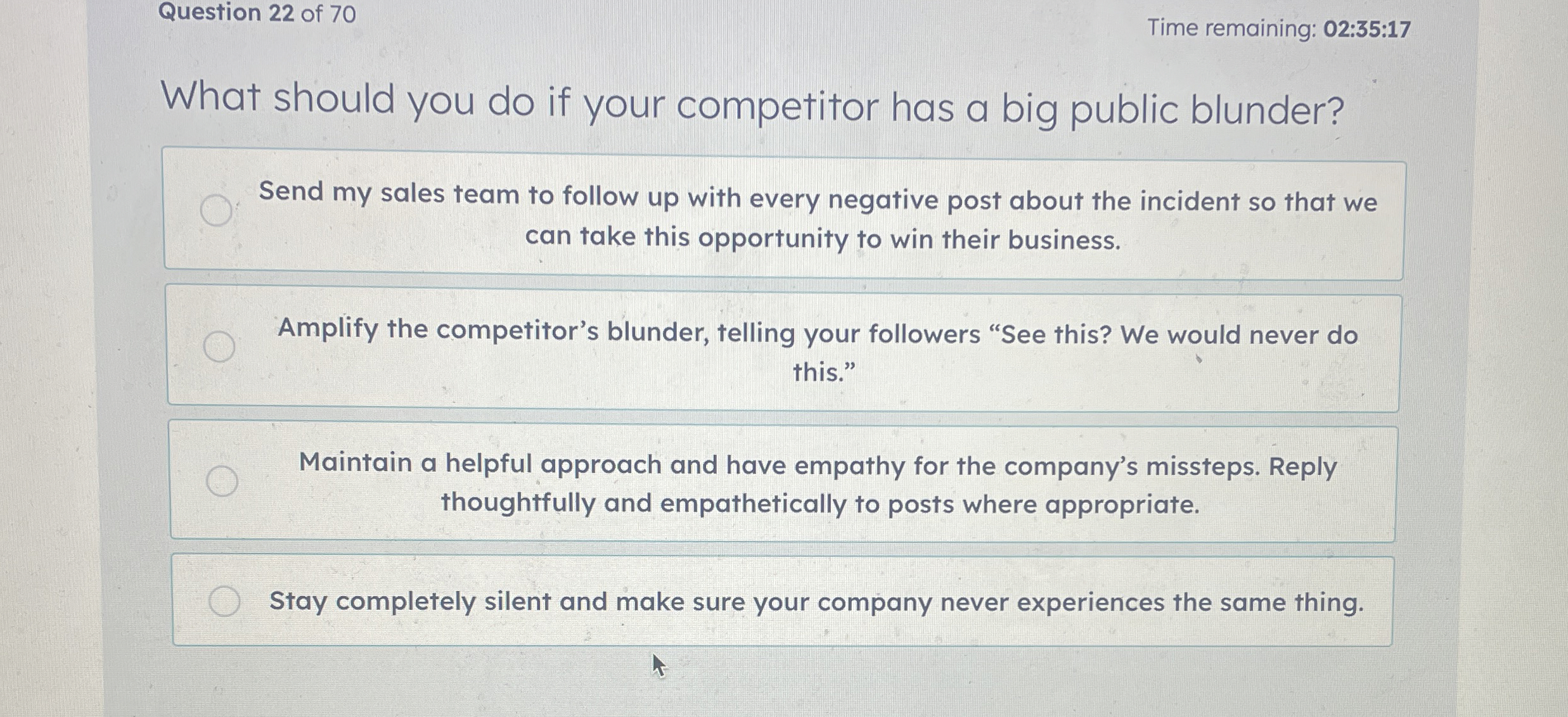 Question 2 2 of 7 0 Time remaining: 0 2 : 3 5 : 1