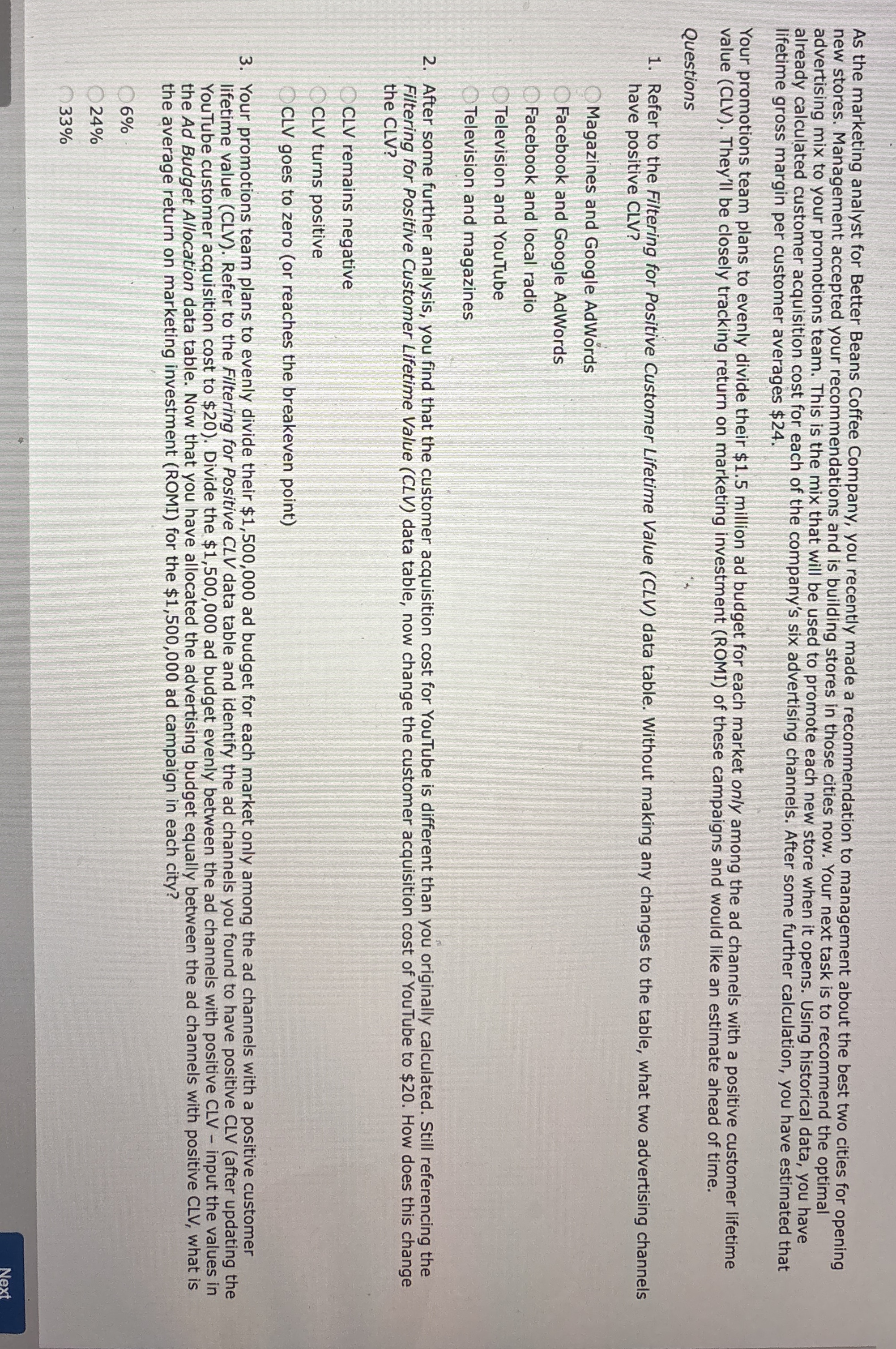 FILTERING FOR POSITIVE CUSTOMER LIFETIME VALUE (