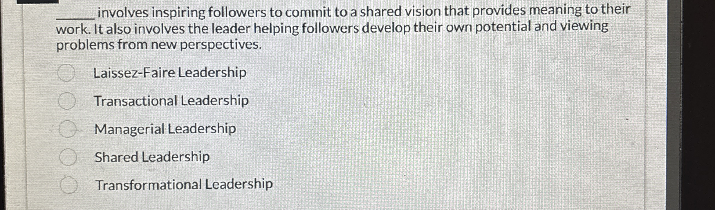 q , involves inspiring followers to commit to a