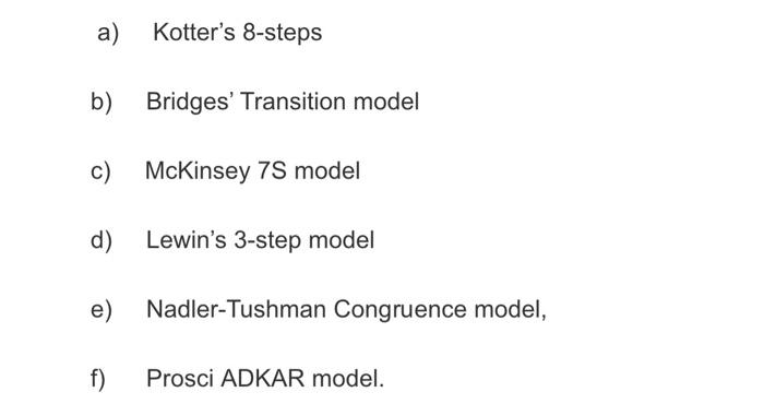 compare and contrast the following models? by