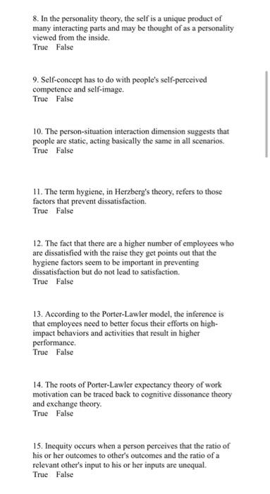 True / False Questions A) - Chapters 5&6 1. Most