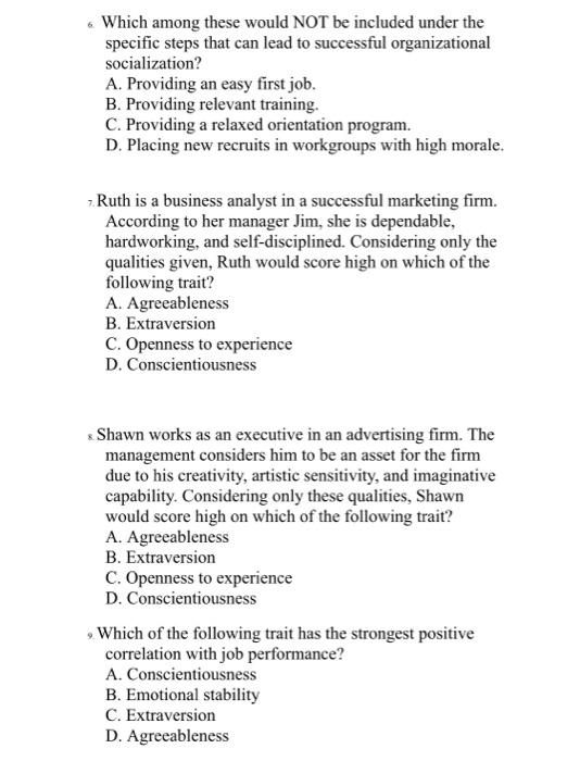 True / False Questions A) - Chapters 5&6 1. Most