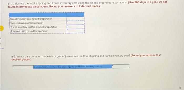 Problem 11-8 (Algo) The table below provides