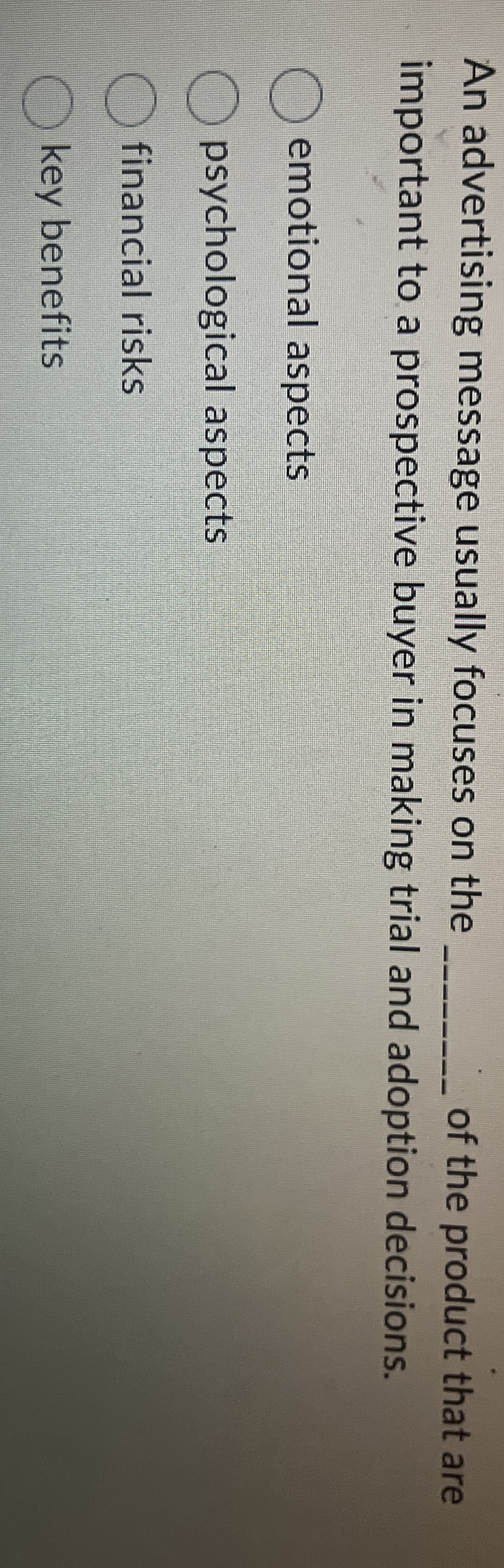 An advertising message usually focuses on the of