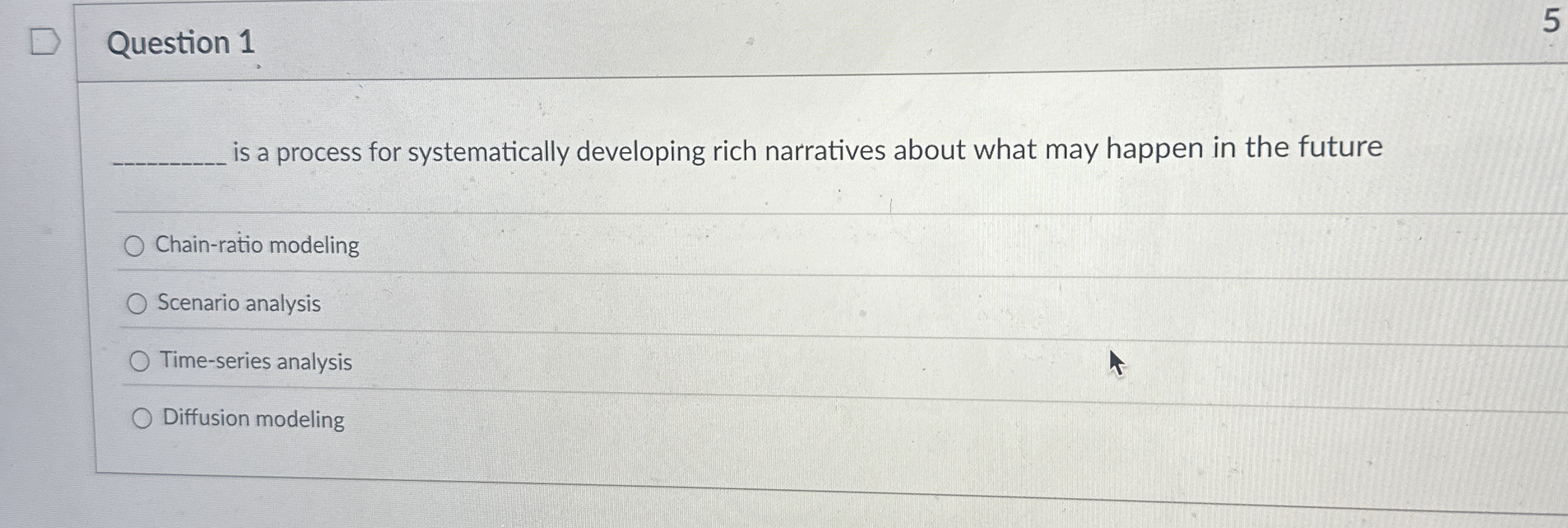Question 1 is a process for systematically