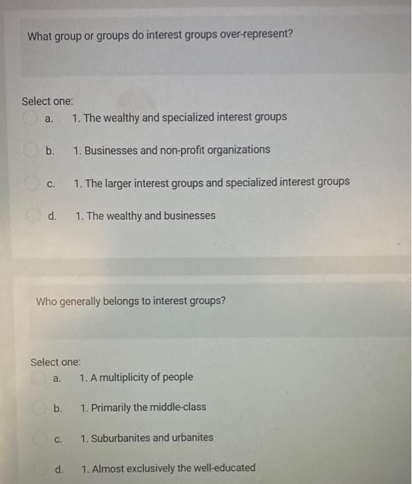 What group or groups do interest groups