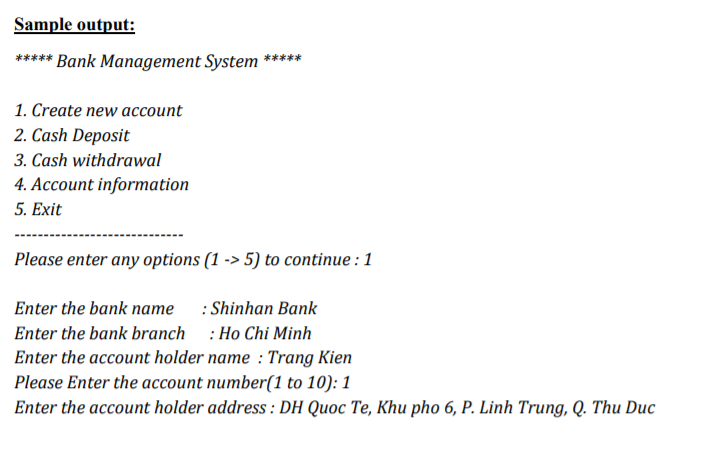 Topic A: Write a simple Bank Management Program