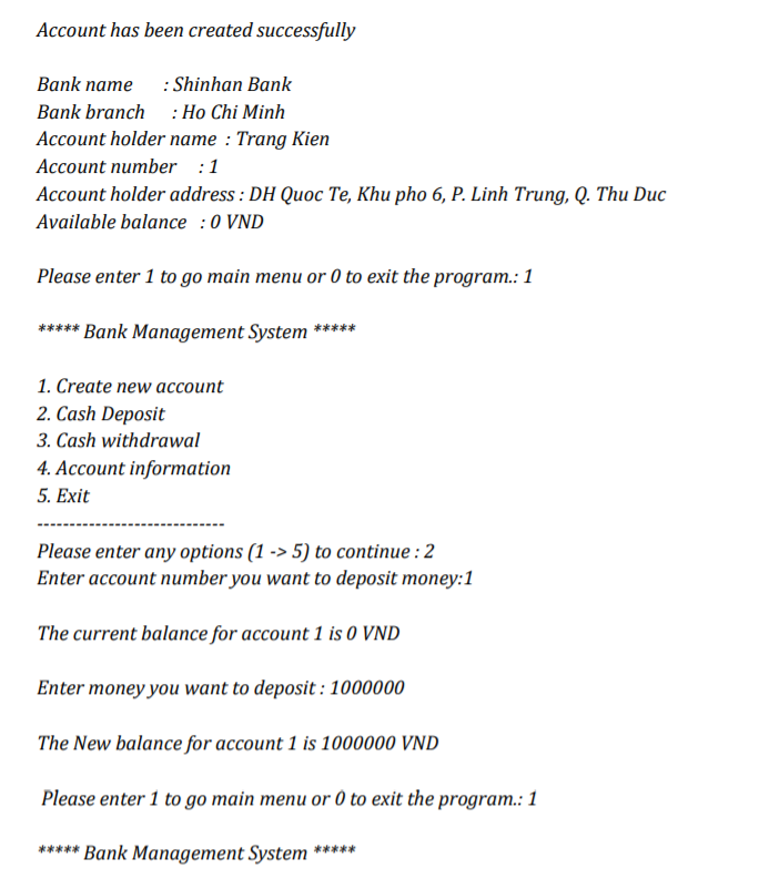 Topic A: Write a simple Bank Management Program