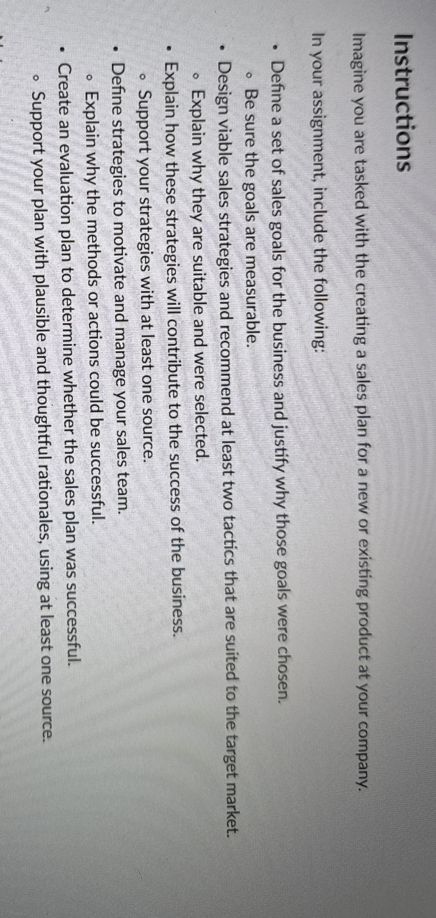 Instructions Imagine you are tasked with the