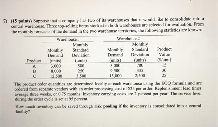 DO NOT USE EXCEL PLEASE!! solve manually. 7) (15