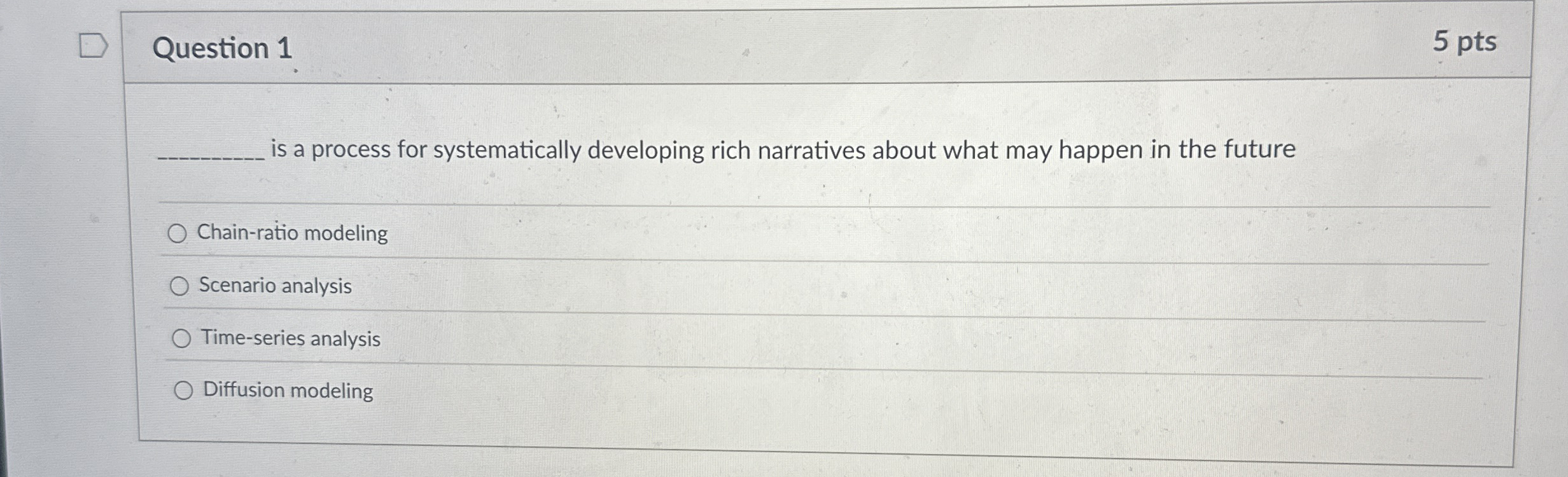 Question 1 5 pts is a process for systematically