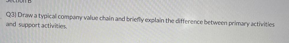 Q3) Draw a typical company value chain and