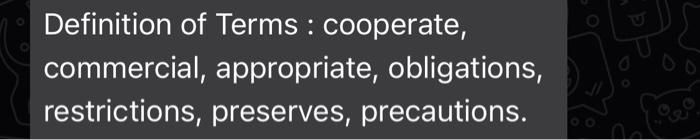 Definition of Terms : cooperate, commercial,