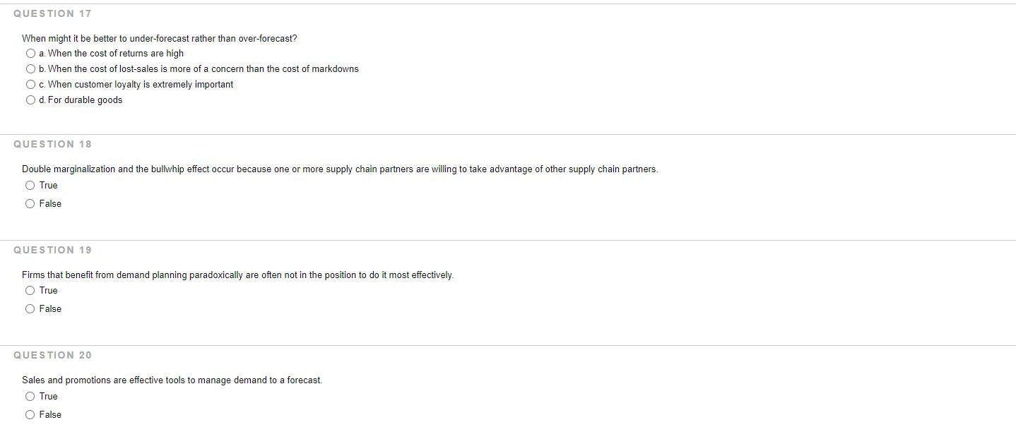 QUESTION 17 When might it be better to