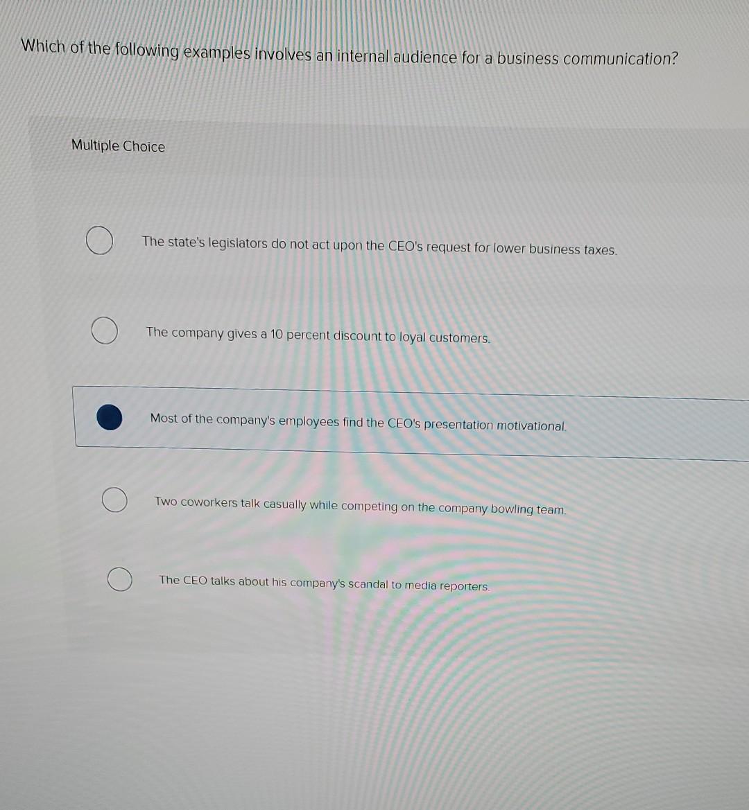 Which of the following examples involves an