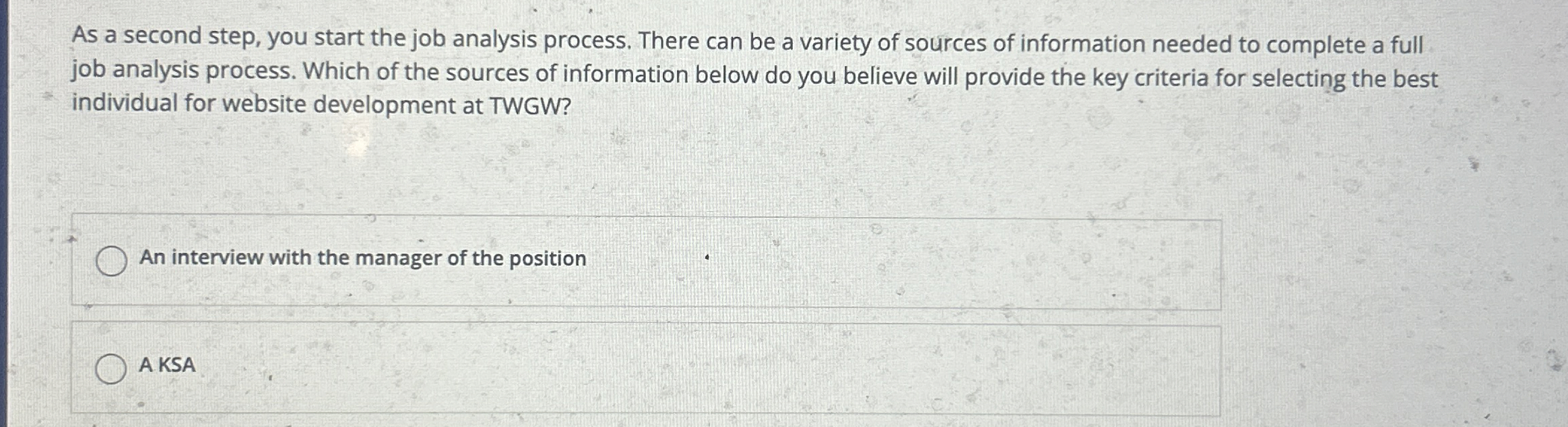 As a second step, you start the job analysis
