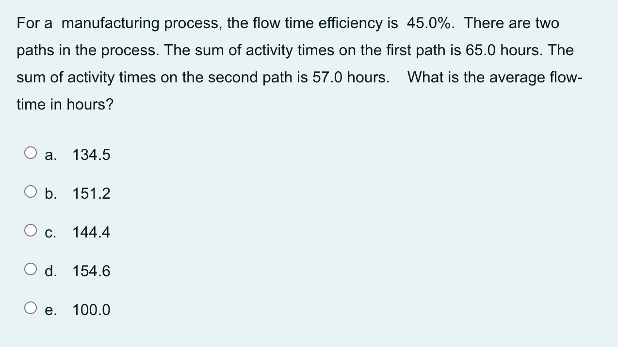For a manufacturing process, the flow time