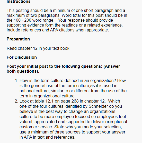 Instructions This posting should be a minimum of