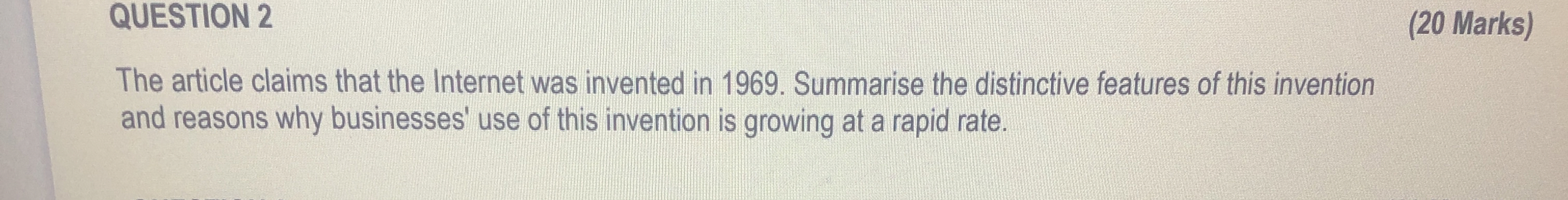 QUESTION 2 ( 2 0 Marks ) The article claims that