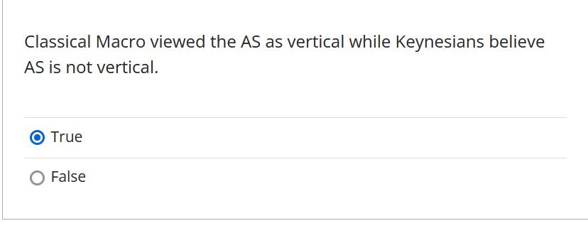 Classical Macro viewed the AS as vertical while
