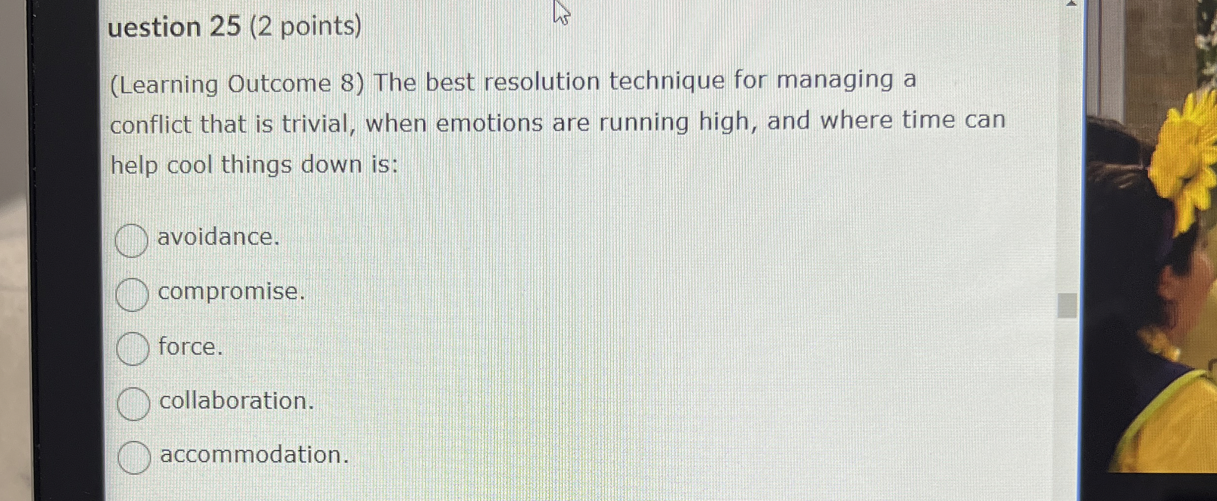 uestion 2 5 ( 2 points ) ( Learning Outcome 8 )