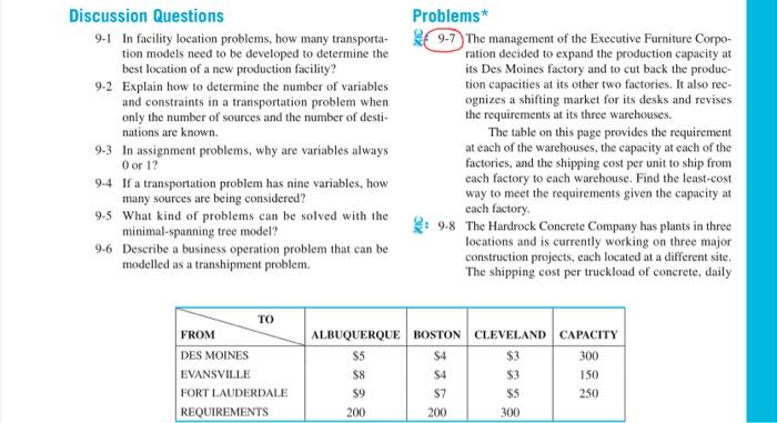 only problem 7 Discussion Questions 9-1 In