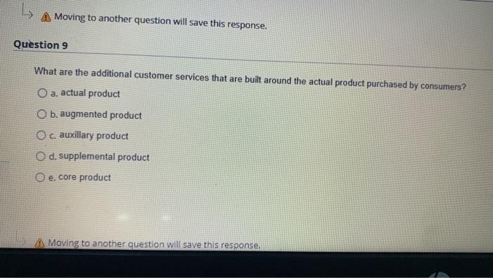 Moving to another question will save this