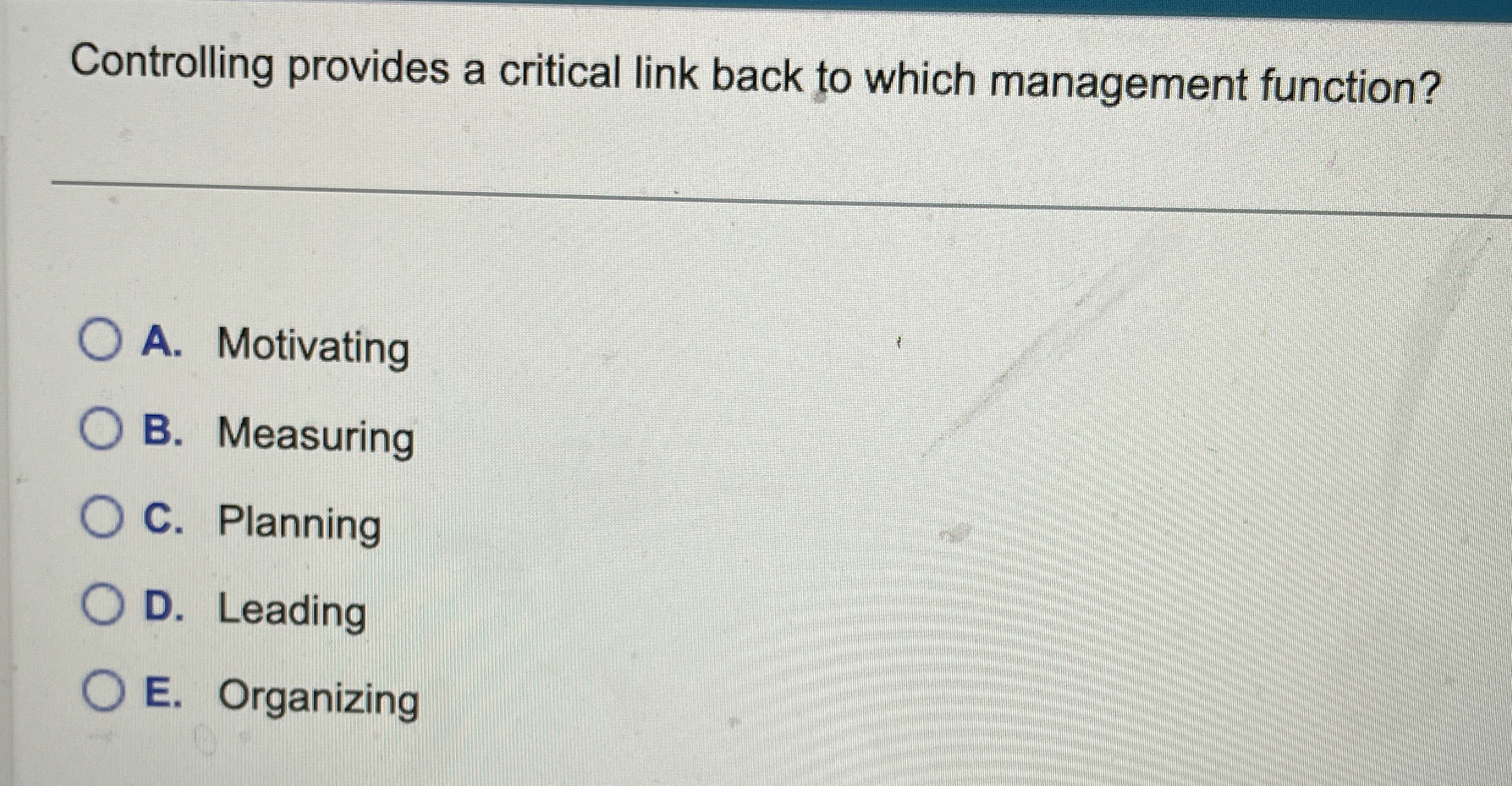 Controlling provides a critical link back to