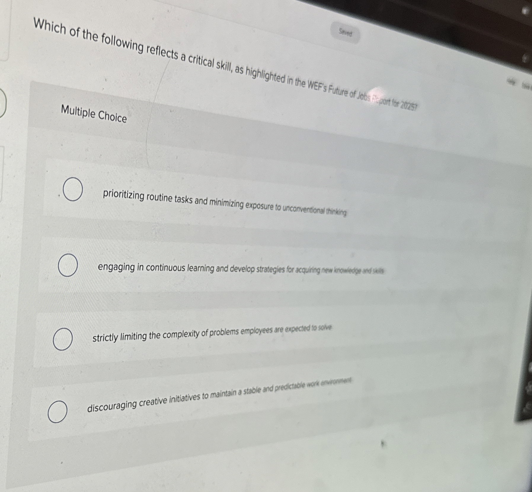 Multiple Choice prioritizing routine tasks and