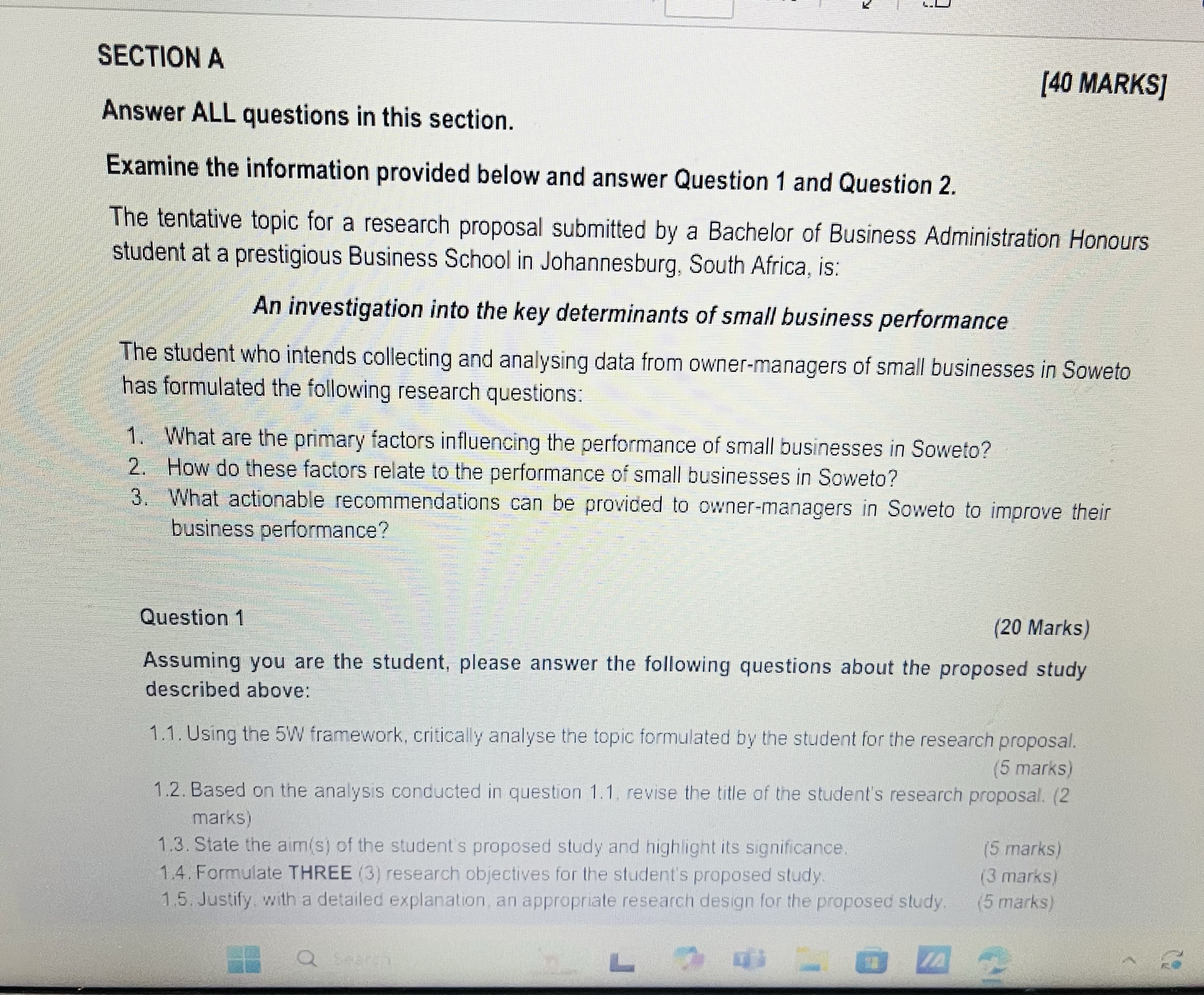 SECTION A [ 4 0 MARKS ] Answer ALL questions in
