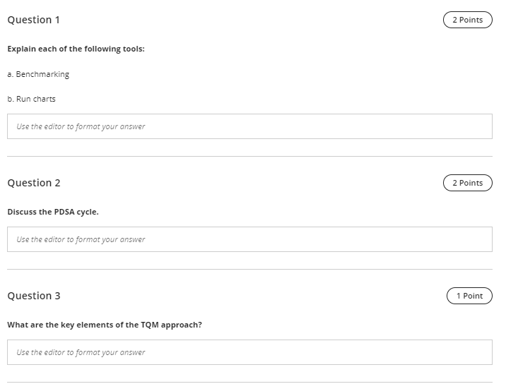 Question 1 2 Points Explain each of the following