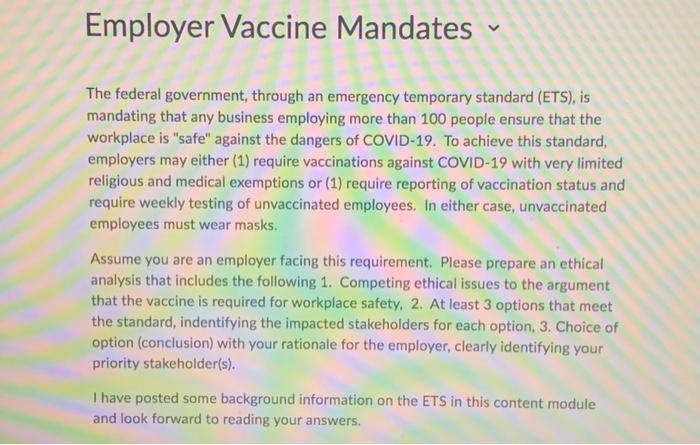 Employer Vaccine Mandates <  style=