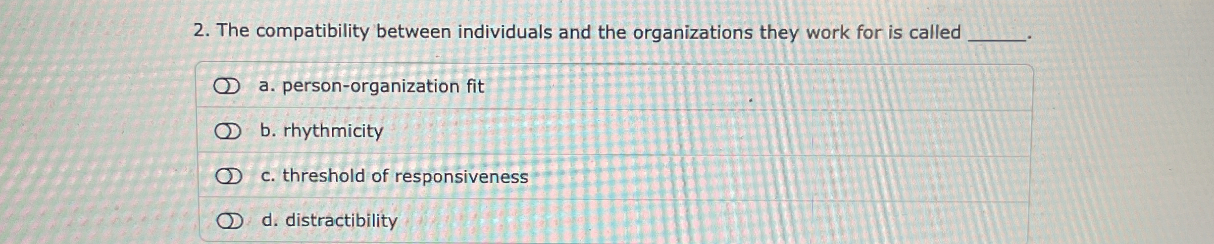 The compatibility between individuals and the