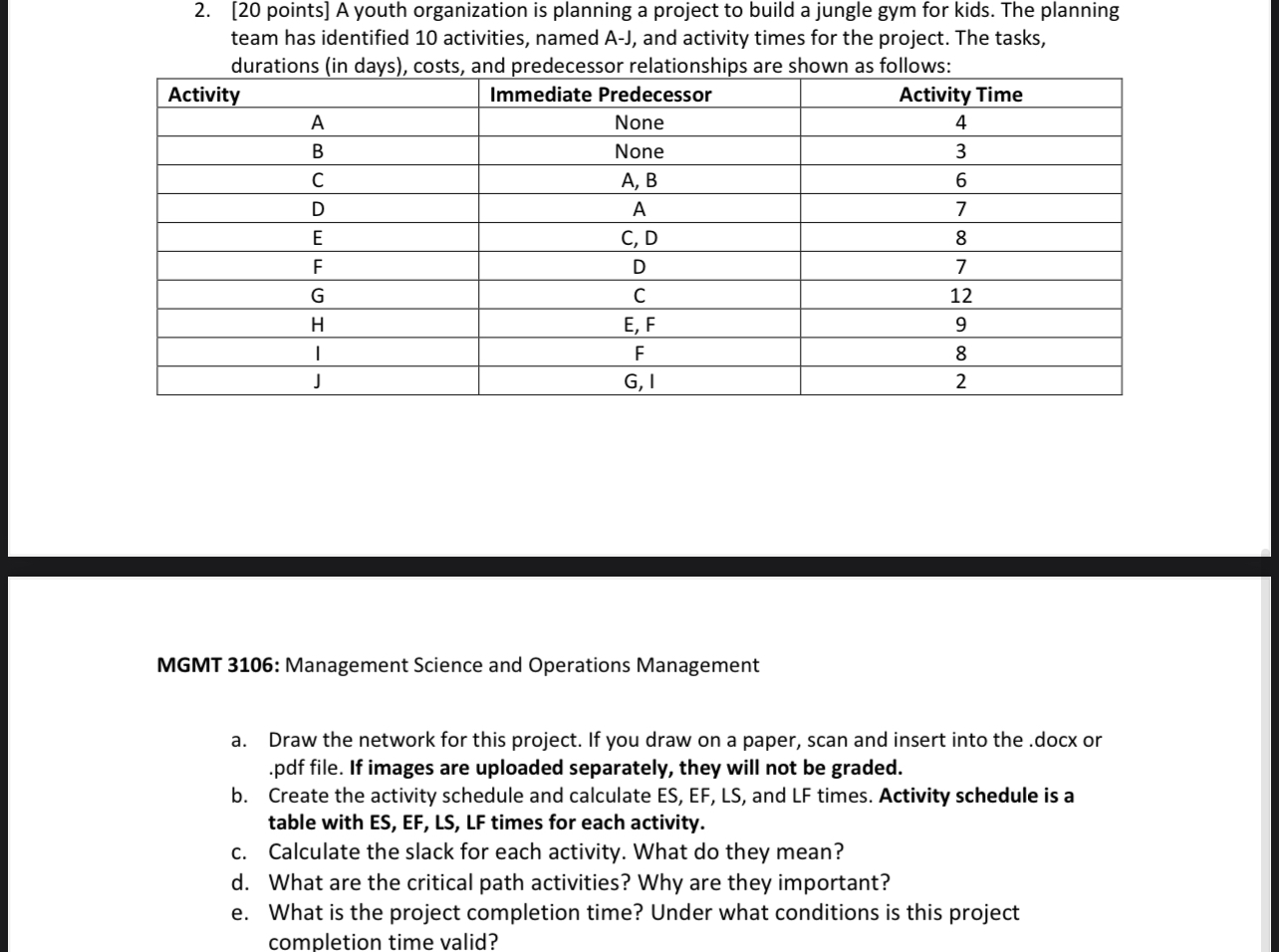 [ 2 0 points ] A youth organization is planning a