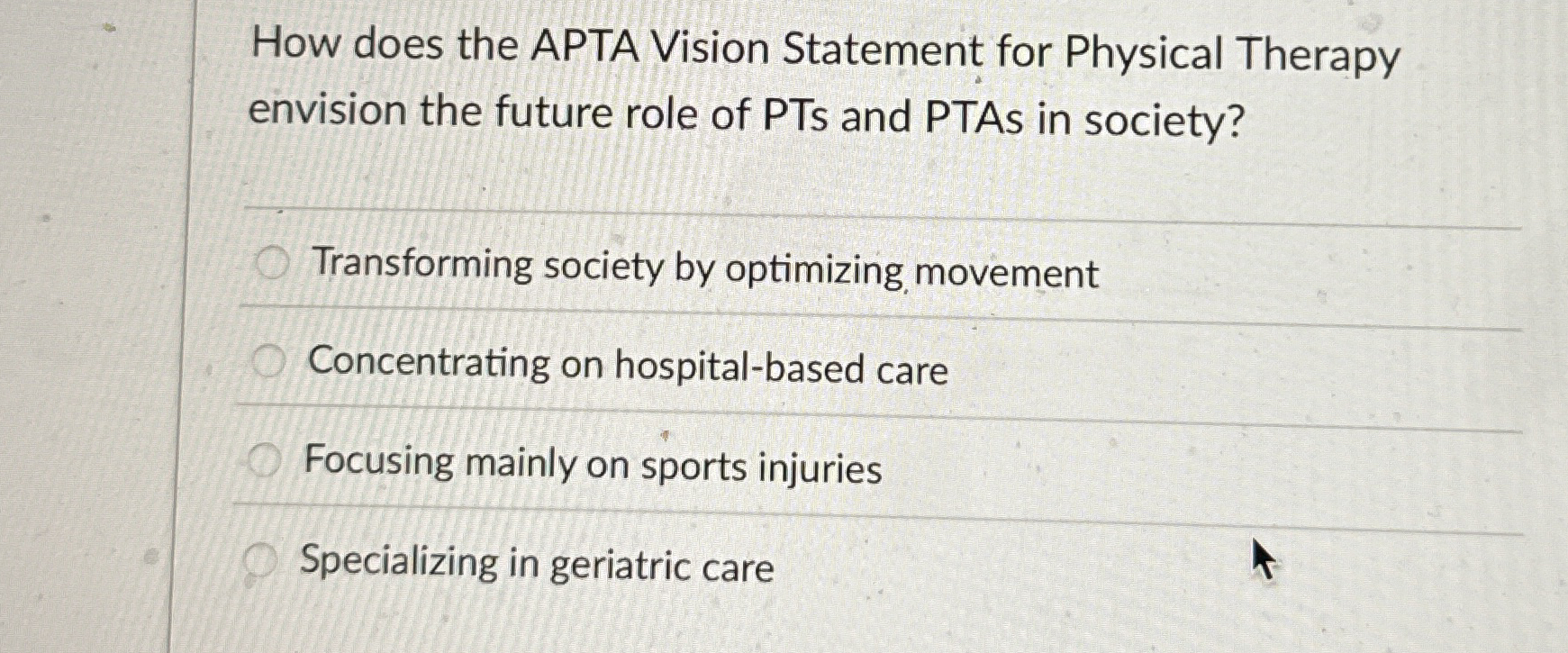 How does the APTA Vision Statement for Physical
