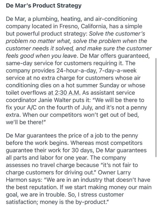 help me answer question 3 De Mar's Product