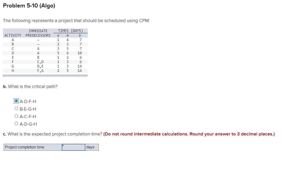 Help, please Problem 5-10 (Algo) The following