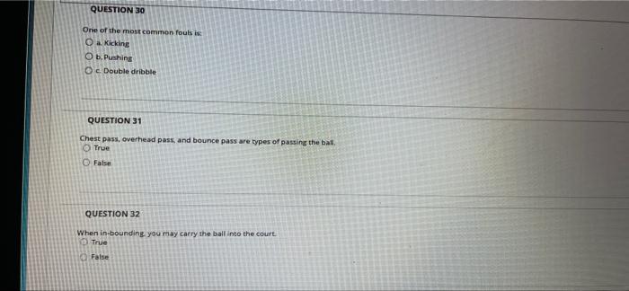 After a successfully made basket O a. The ball is