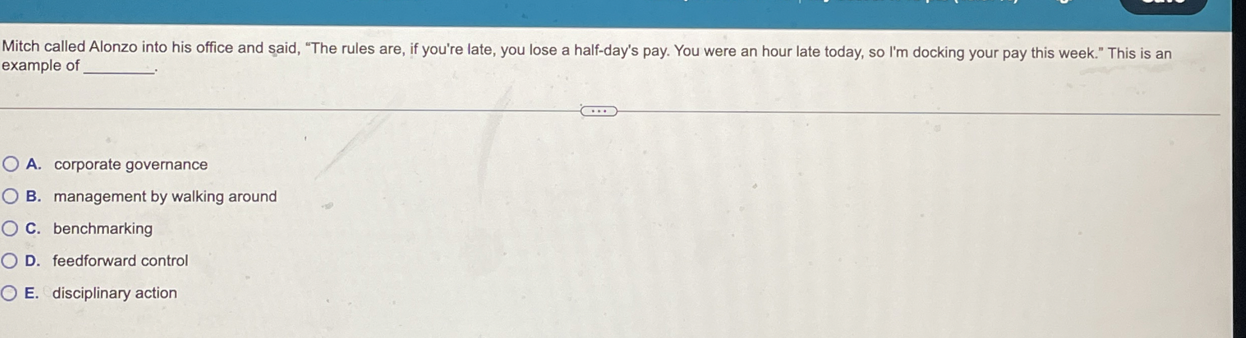 Mitch called Alonzo into his office and said,