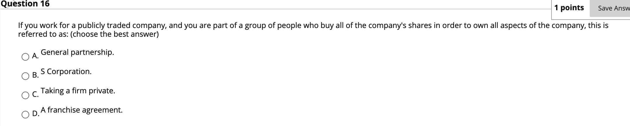 Question 13 1 points Save Answ If a grocery store